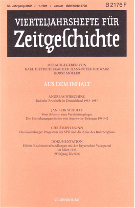 Vierteljahrshefte Für Zeitgeschichte Jahrgang 50(2002) Heft 1