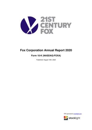 Fox Corporation Annual Report 2020