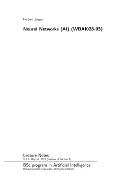 Neural Networks (AI) (WBAI028-05) Lecture Notes