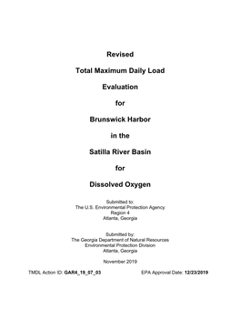 Revised Brunswick Harbor Dissolved Oxygen TMDL