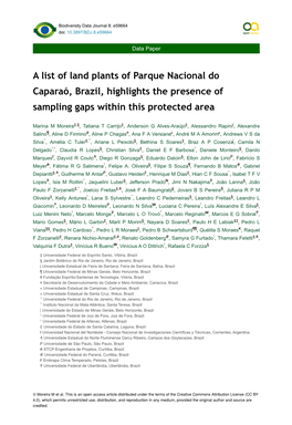 A List of Land Plants of Parque Nacional Do Caparaó, Brazil, Highlights the Presence of Sampling Gaps Within This Protected Area