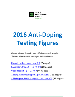 2016 Anti-Doping Testing Figures