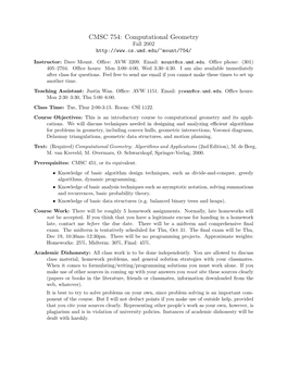 Computational Geometry Fall 2002