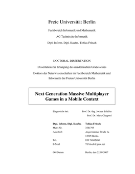 Next Generation Massive Multiplayer Games in a Mobile Context
