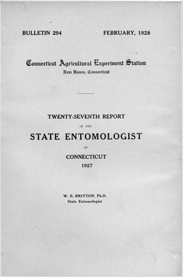 Twenty-Seventh Report of the State Entomologist of Connecticut 1927