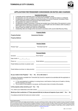 Pensioner Concession Application Form for Each Pensioner Owner, and a Copy of Both Sides of the Applicable Pensioner Concession Card/S Or DVA Health Card/S