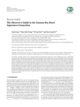 Review Article the Observer's Guide to the Gamma-Ray Burst