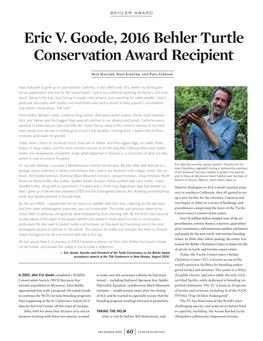 Eric V. Goode, 2016 Behler Turtle Conservation Award Recipient