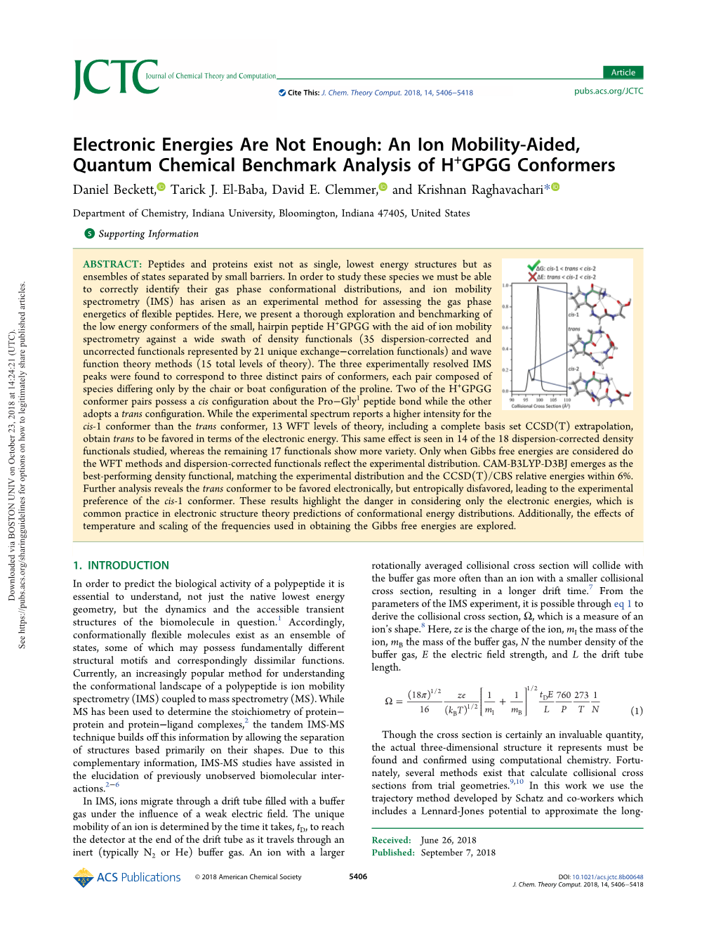 An Ion Mobility-Aided, Quantum Chemical Benchmark Analysis of H+GPGG Conformers Daniel Beckett, Tarick J