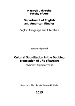 Department of English and American Studies English Language And