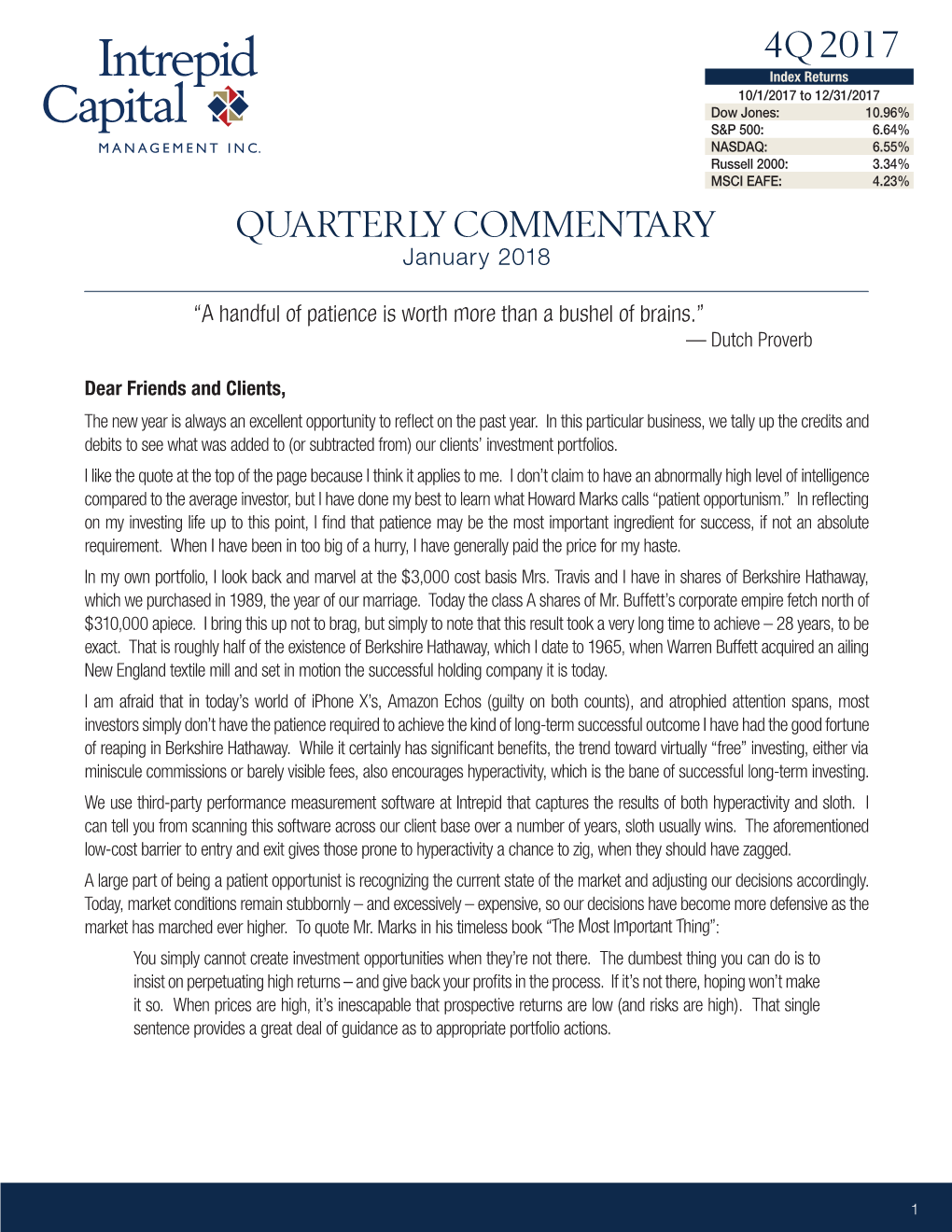 4Q 2017 Quarterly Commentary