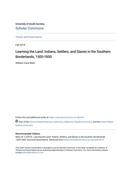 Indians, Settlers, and Slaves in the Southern Borderlands, 1500-1850
