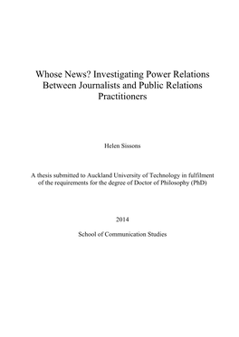 Whose News? Investigating Power Relations Between Journalists and Public Relations Practitioners