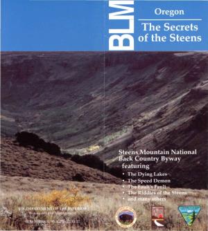 Steens Mountain National ""Back Country Byway Featuring • the Dying Lakes • the Speed Demon • the Fault's Fault • the Riddles of the Steens • and Many Others