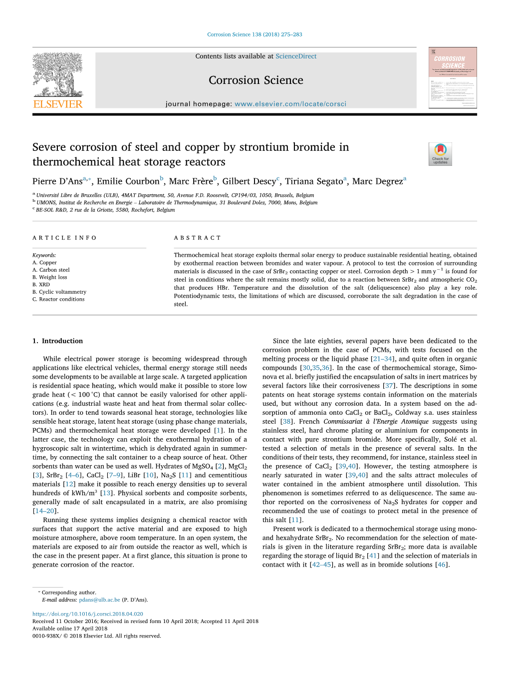 Severe Corrosion of Steel and Copper by Strontium Bromide In