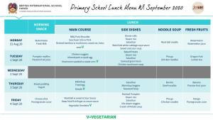 Primary School Lunch Menu W| September 2020