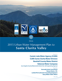 2015 Urban Water Management Plan for Santa Clarita Valley