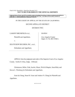 Filed 8/19/03 Brumflield V. Death Row Records CA2/2 NOT to BE PUBLISHED in the OFFICIAL REPORTS