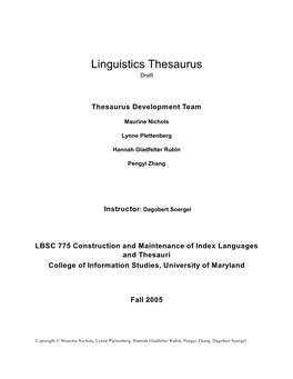 Linguistics Thesaurus Draft
