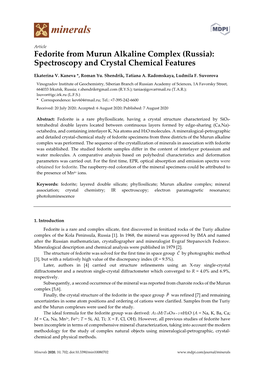 Fedorite from Murun Alkaline Complex (Russia): Spectroscopy and Crystal Chemical Features