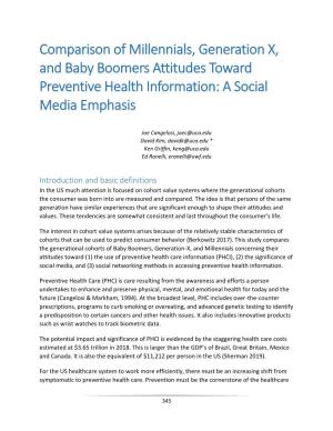 Comparison of Millennials, Generation X, and Baby Boomers Attitudes Toward Preventive Health Information: a Social Media Emphasis