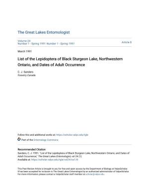 List of the Lepidoptera of Black Sturgeon Lake, Northwestern Ontario, and Dates of Adult Occurrence