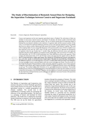 The Study of Discrimination of Remotely Sensed Data for Designing the Separation Technique Between Cassava and Sugarcane Farmland