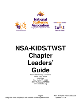 NSA-KIDS/TWST Chapter Leaders' Guide