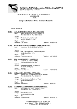 Federazione Italiana Pallacanestro Comitato Regionale Campania