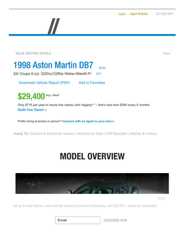 MODEL OVERVIEW 1998 Aston Martin