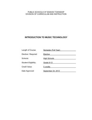 Introduction to Music Technology
