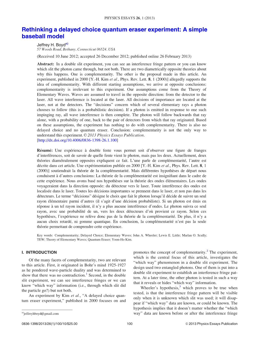 Rethinking a Delayed Choice Quantum Eraser Experiment: a Simple Baseball Model Jeffrey H