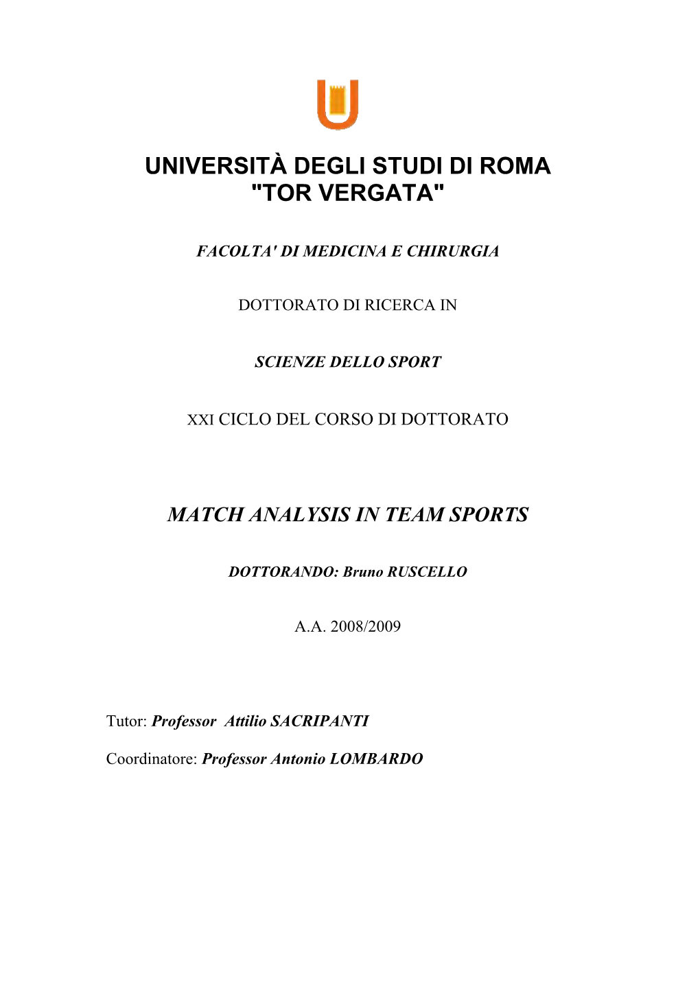 Università Degli Studi Di Roma "Tor Vergata"