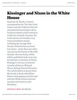 Kissinger and Nixon in the White House - the Atlantic 8/20/18, 2�15 PM