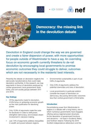 Democracy: the Missing Link in the Devolution Debate