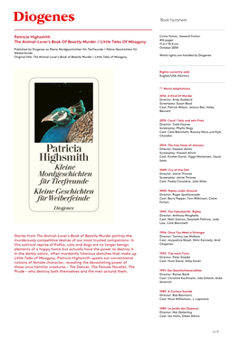 Book Factsheet Patricia Highsmith the Animal-Lover's Book of Beastly