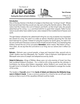 Judges 8:1-35 Lesson 8