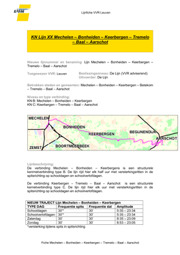 KN Lijn XX Mechelen – Bonheiden – Keerbergen – Tremelo – Baal – Aarschot