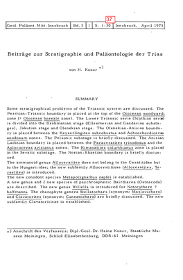 Beiträge Zur Stratigraphie Und Paläontologie Der Trias 37