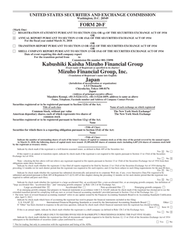 Kabushiki Kaisha Mizuho Financial Group Mizuho Financial Group, Inc