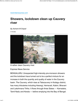 Showers, Lockdown Clean up Cauvery River About:Reader?Url=