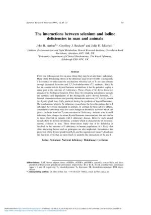 The Interactions Between Selenium and Iodine Deficiencies in Man And
