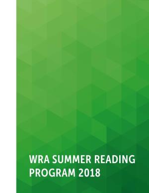 WRA SUMMER READING PROGRAM 2018 Western Reserve Academy Leisure Summer Reading 2018