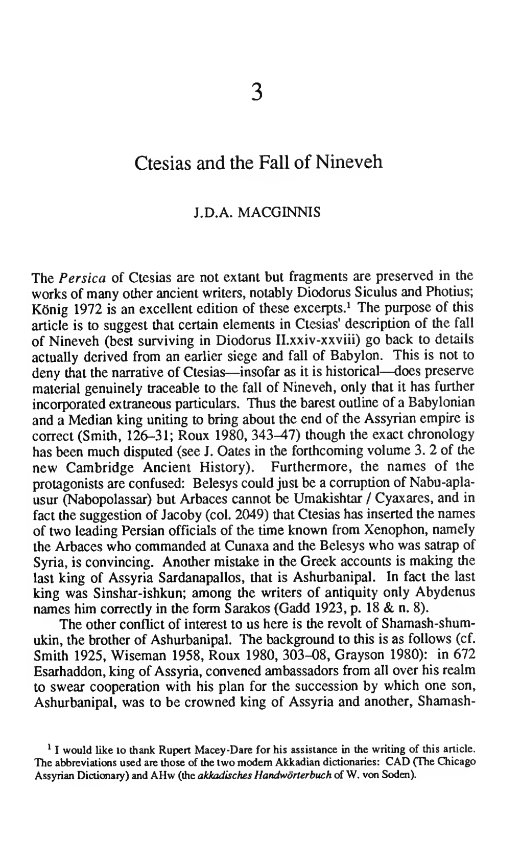 Ctesias and the Fall of Nineveh