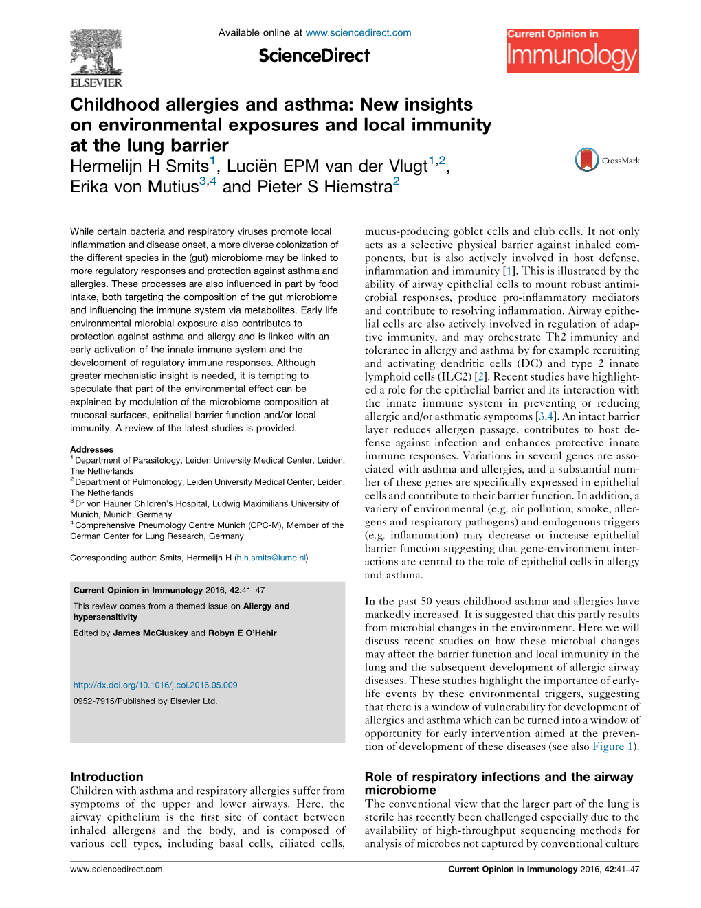 Childhood Allergies and Asthma: New Insights