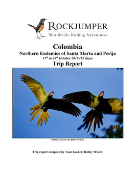Colombia Northern Endemics of Santa Marta and Perija 15Th to 26Th October 2019 (12 Days) Trip Report