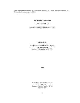 AP-42, Vol.1, Final Background Document for Sodium Carbonate, Section 8.12