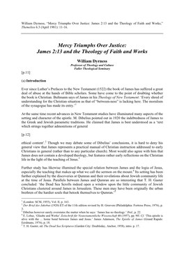 Mercy Triumphs Over Justice: James 2:13 and the Theology of Faith and Works,” Themelios 6.3 (April 1981): 11-16