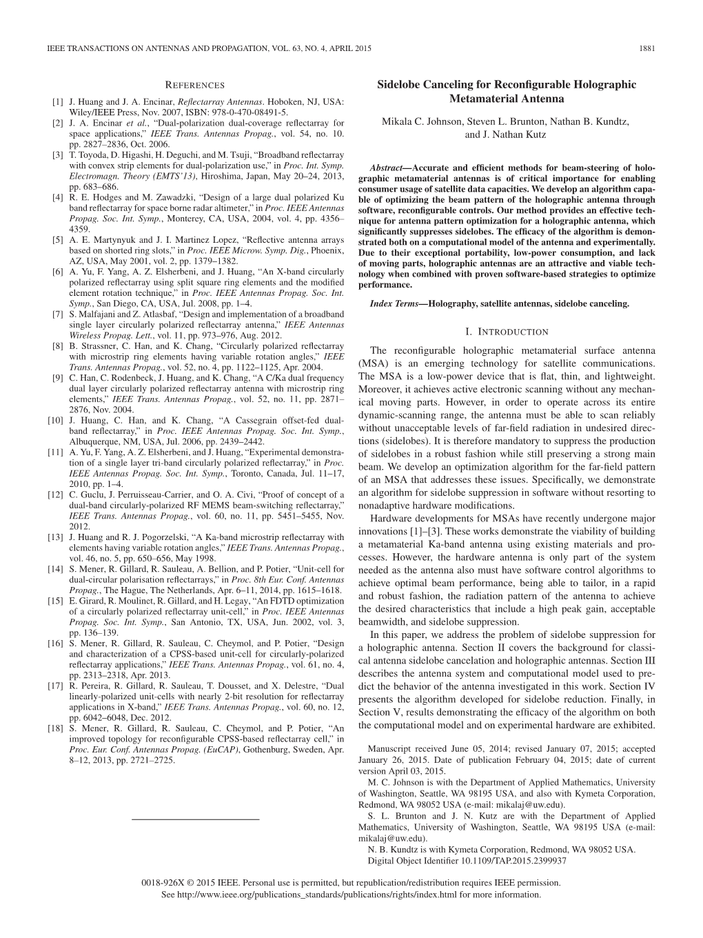 Sidelobe Canceling for Reconfigurable Holographic