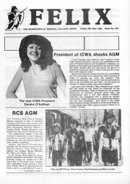FELIX the NEWSPAPER of IMPERIAL COLLEGE UNION Friday 16Th May 1980 Issue No